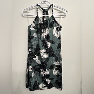 Strappy Floral Dress in Black and Green